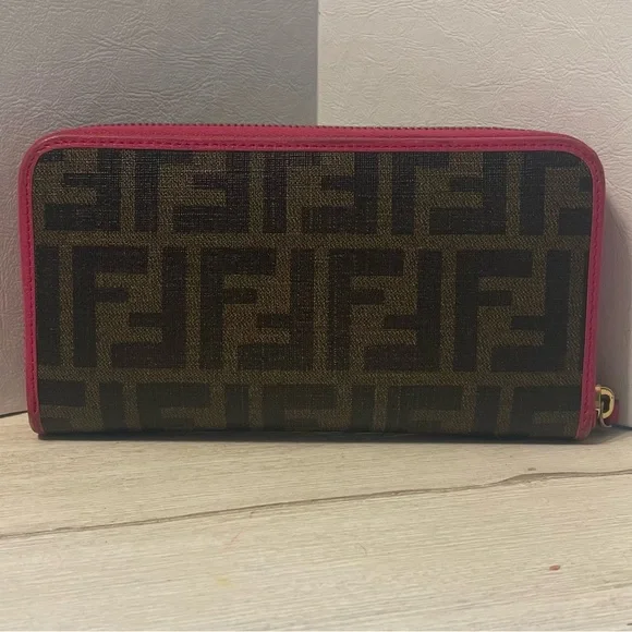 Fendi Zucca Pink Monogram Zip Around Wallet - Picture 3 of 5
